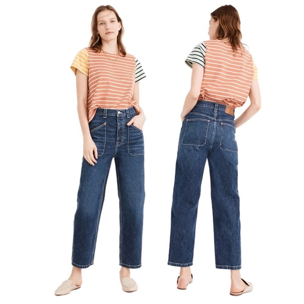 Madewell Rivet & Thread High-Rise Relaxed Straight Jeans Fiske Wash Size 26
